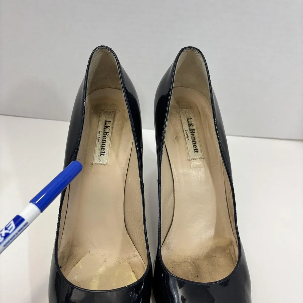 L.K. Bennett‎ Patent Leather Stiletto Pump Shoes Womens 40.5 / 9.5 Blue Spain
